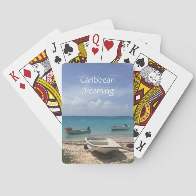 Karibiskt drömmande Bonaire Fiskebåtar Hav  Casinokort (Baksidan)