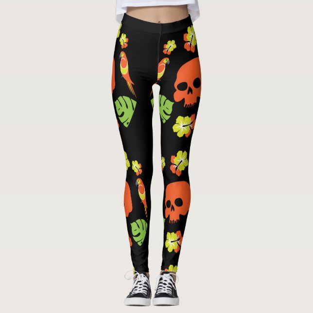 Karibiskt färgat Mönster Leggings (Framsida)