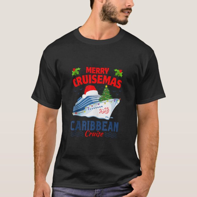 Karibiskt kryssningsmaterial för julgrisen 2023 t shirt (Framsida)