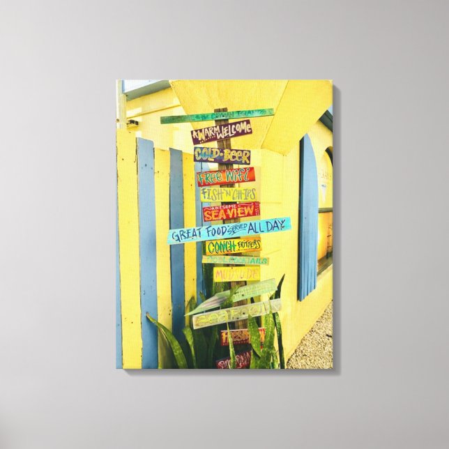 Karibiskt Tiki-teckenfoto Canvastryck (Framsida)