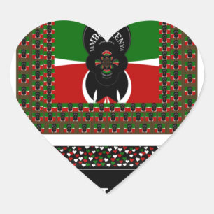 Karibu Kenya: Vibrant National Flagga Hakuna Färg Hjärtformat Klistermärke