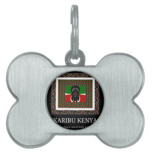 Karibu Kenya: Vibrant National Flagga Hakuna Färg ID-bricka Husdjur