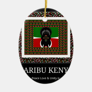 Karibu Kenya: Vibrant National Flagga Hakuna Färg Julgransprydnad Keramik