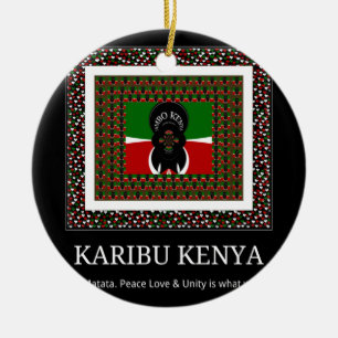 Karibu Kenya: Vibrant National Flagga Hakuna Färg Julgransprydnad Keramik