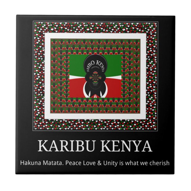 Karibu Kenya: Vibrant National Flagga Hakuna Färg Kakelplatta (Framsidan)