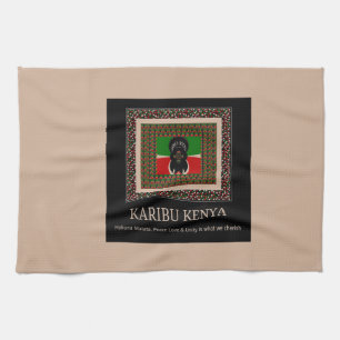 Karibu Kenya: Vibrant National Flagga Hakuna Färg Kökshandduk