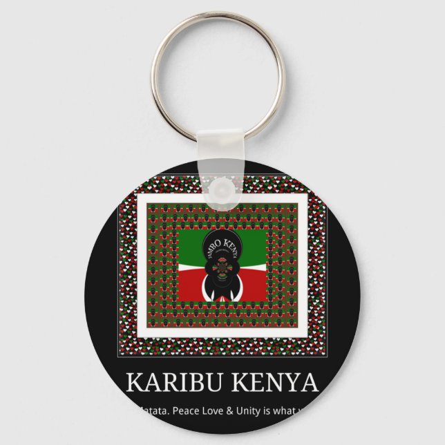 Karibu Kenya: Vibrant National Flagga Hakuna Färg Nyckelring (Framsida)