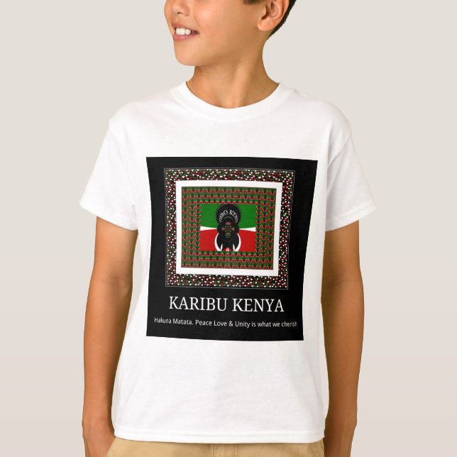 Karibu Kenya: Vibrant National Flagga Hakuna Färg Tee (Framsida)