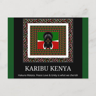 Karibu Kenya: Vibrant National Flagga Hakuna Färg Vykort