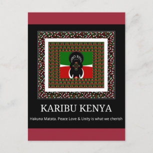 Karibu Kenya: Vibrant National Flagga Hakuna Färg Vykort
