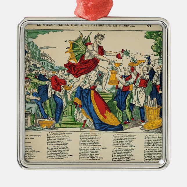 Karikatyr av demonen av pengar, 1860 julgransprydnad metall (Framsidan)