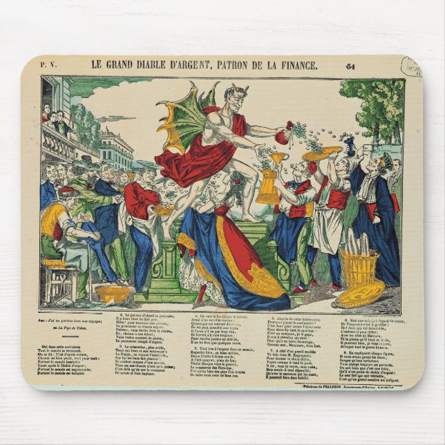 Karikatyr av demonen av pengar, 1860 musmatta (Framsidan)