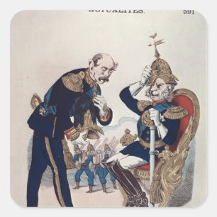 karikatyr av Kaiser Wilhelm i Prussia Fyrkantigt Klistermärke