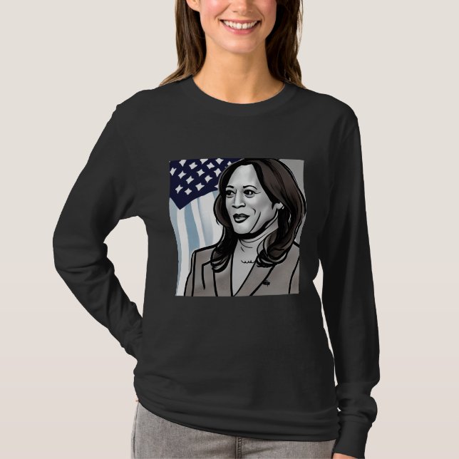 Karikatyr av Kamala Harris Politisk T Shirt (Framsida)