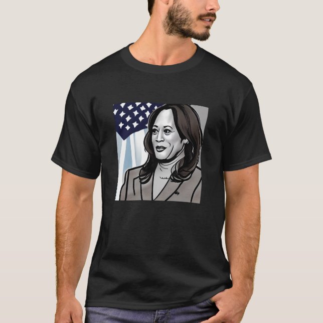 Karikatyr av Kamala Harris Politisk T Shirt (Framsida)