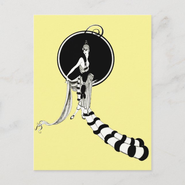Karikatyr av kvinnor i extravagant Outfit Vykort (Framsida)