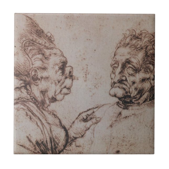 Karikatyr av Leonardo Da Vinci Kakelplatta (Framsidan)