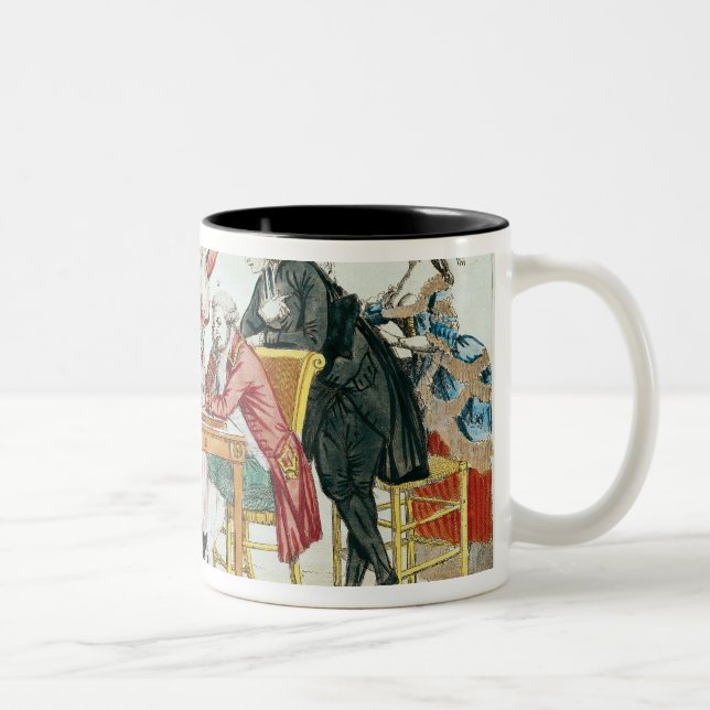 Karikatyr av Louis XVI det leka schacket Två-Tonad Mugg (Höger)