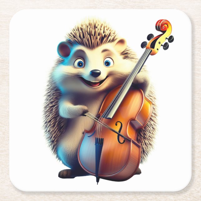 Karikatyr, Tecknad, illustration A musikalisk Underlägg Papper Kvadrat (Framsidan)