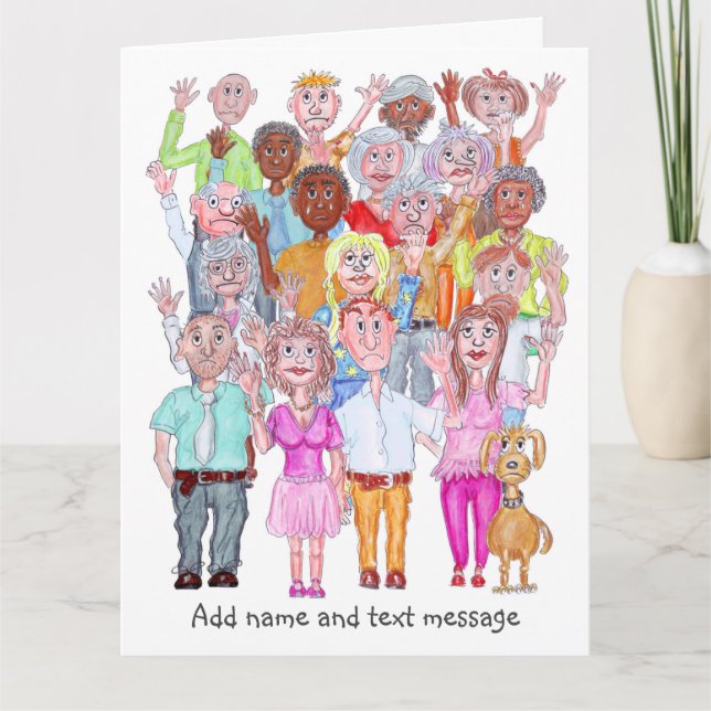 Karikatyrer av ledsna människor som vinkar kort (Framsida)