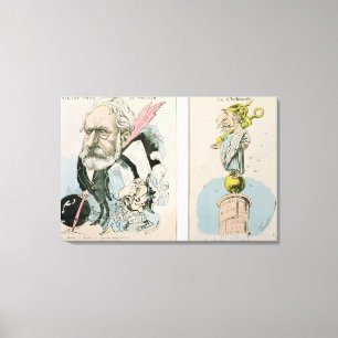 Karikatyrer av Victor Hugo och Napoleon III Canvastryck