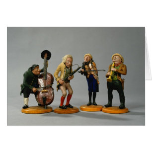 Karikatyrfigurines av musiker hälsningskort