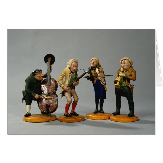Karikatyrfigurines av musiker hälsningskort (Framsidan Horizontal)