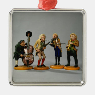 Karikatyrfigurines av musiker julgransprydnad metall