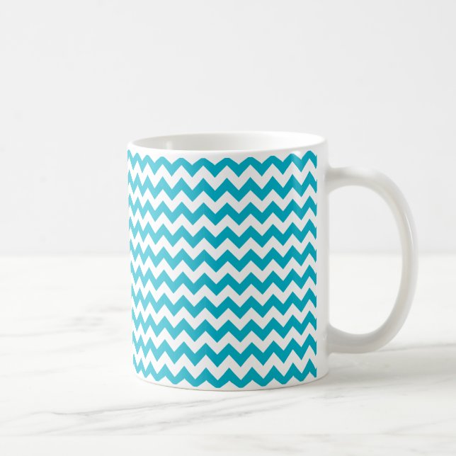 Karikblå Chevron Kaffemugg (Höger)
