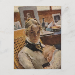 Karin med Baby Vykort