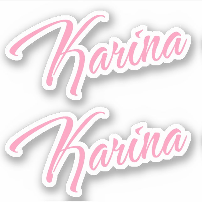 Karina Decorative Namn i Rosa x2 Sticker Klistermärken (Framsida)