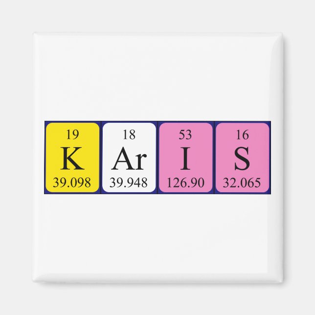 Karis periodiska magnet bord namn (Framsidan)