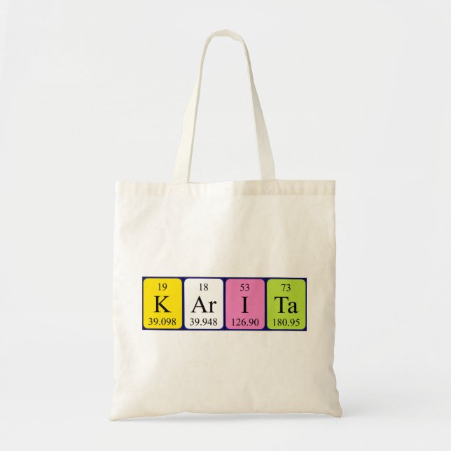 Karita Periodisk bord namn tote bag Tygkasse (Framsidan)