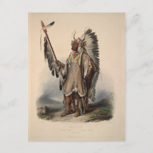 Karl Bodmer - A Mandan Chief Vykort