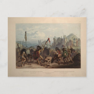 Karl Bodmer-Buffalo-Dance från mandan indians Vykort