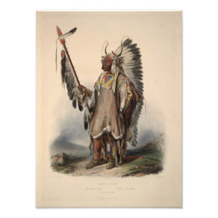 Karl Bodmer - En Mandan hövding Fototryck