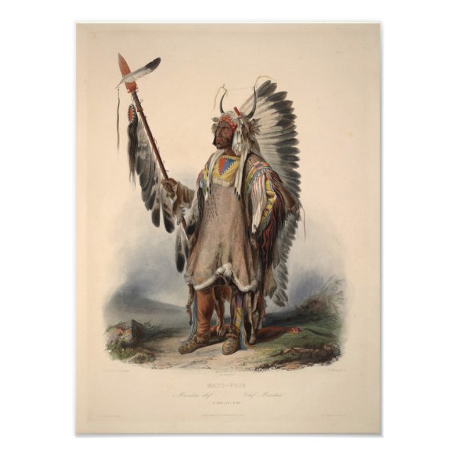 Karl Bodmer - En Mandan hövding Fototryck (Framsidan)