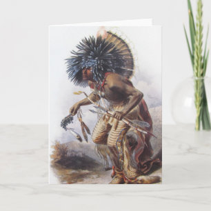 Karl Bodmer - Moennitarri krigare som gör hunddans Kort
