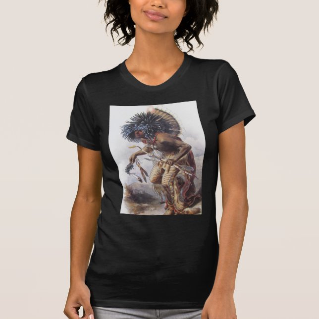 Karl Bodmer - Moennitarri krigare som gör hunddans T Shirt (Framsida)