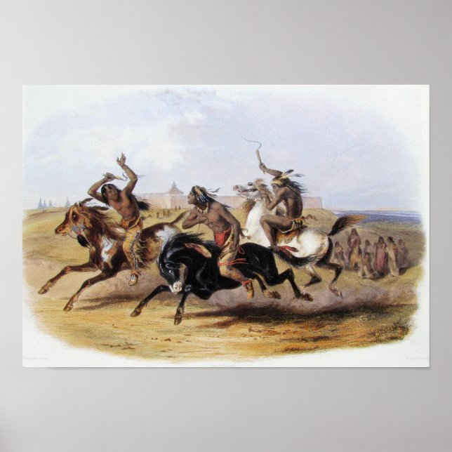 Karl Bodmer - Sioux-Tävlan för hästar Poster (Framsidan)