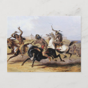Karl Bodmer - Sioux-Tävlan för hästar Vykort