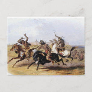 Karl Bodmer - Sioux-Tävlan för hästar Vykort