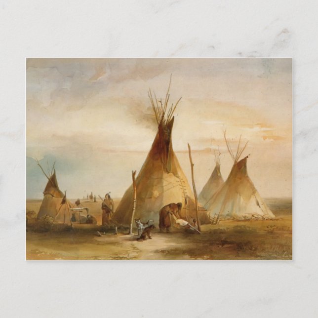 Karl Bodmer- Sioux teepee Vykort (Framsida)