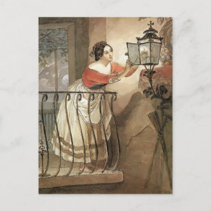 Karl Bryullov - Italienska Woman Lightning a Lamp Vykort