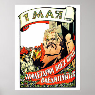 Karl Marx, första maj, arbetardagen, vintage kommu Poster