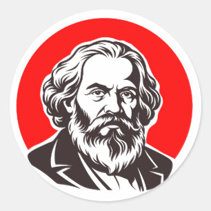 Karl Marx-gåva (grundare av marxism) Runt Klistermärke