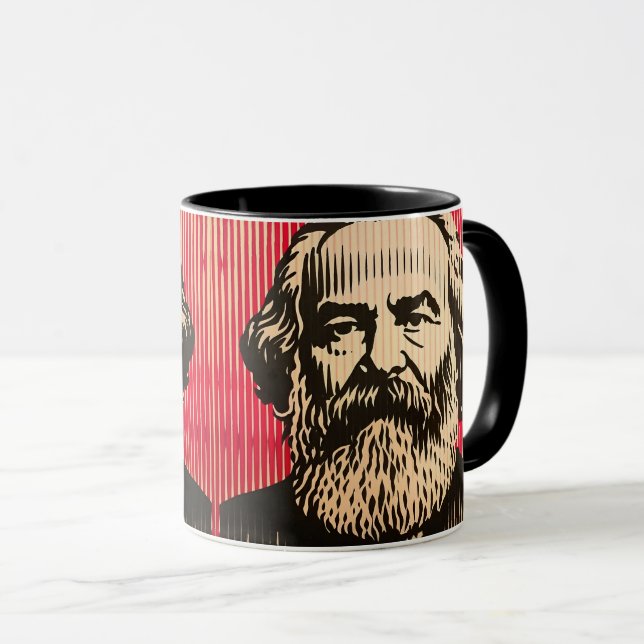 Karl Marx i BAUHAUS optisk illusion stil Mugg (Framsida höger)