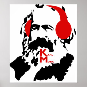 KARL MARX MED HÖRLURAR POSTER