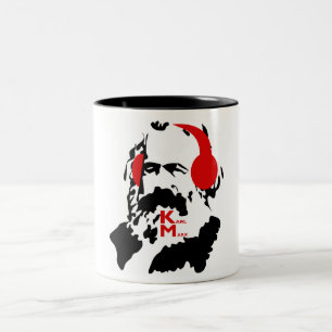 KARL MARX MED HÖRLURAR Två-Tonad MUGG