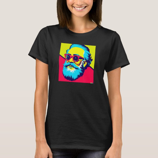 Karl Marx med Sunglasses Pop Art Porträtt i Revo T Shirt (Framsida)